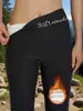 Pantalones de yoga populares europeos y americanos, gruesos, forrados de polar, anticongelantes, elásticos, ajustados, leggings de vellón de cordero de cintura alta para mujer