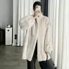 2026 Nuevo Modelo de Gama Alta Elegante Visón Doble Color Visón Dorado Cuello Alto Abrigo de Piel Sintética de Visón para Mujer de Longitud Media Engrosado