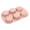 Moldes de Silicona para Pasteles de 3 Estilos y 6 Cavidades, Formas Mixtas de Flores, Moldes para Hornear de Color Nórdico, Utensilios para Hornear Antiadherentes
