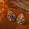 Falda de Moda con Estampado de Leopardo, Aretes en Forma de Corazón, Estilo Vintage Dorado, Joyería Transfronteriza Creativa Clásica de Nicho