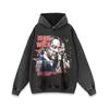Suéter con capucha estampado de hip hop estilo americano, estilo holgazán, lavado, viejo, casual, combinable con todo, top de cuello redondo para hombres y mujeres, Moda transfronteriza