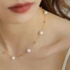Entrada Francesa Lujo GYMPS Fuerte Ligero Perla Oro Perla Acero de Titanio Collar para Mujer Exquisito Súper Hada Elegante Cadena de Clavícula traje
