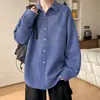 Estilo old money, camisa de manga comprida com aparência de linho para homens, corte solto, com caimento e adequada como peça de sobreposição para o outono