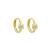 Pendientes Exquisitos y Compactos de Oro con Microincrustaciones de Circonita, Aros Sencillos y Versátiles para Oreja, Pendientes Elegantes para el Uso Diario del Viajero