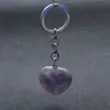Colgante con Forma de Corazón Transfronterizo 30*12mm Llavero Piedra Natural Cristal Rosa Corazón de Melocotón Joyería DIY Más Vendida