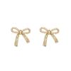 Nuevo Estilo Sentido de Alta Gama Celebridad de Internet Mismo Estilo Aretes de Lazo 2024 Nuevo Estilo Trendy Aguja de Plata Súper Flash Exquisitos Dulces Elegantes Mujeres