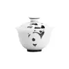 Dinastía Tang y Song Yuni Arita-Yaki Panda Pintado a Mano Kung Fu Juego de Té Cerámica Gaiwan Tetera Taza de Té Soporte para Tetera Accesorios Colección