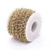 Cadena de Cristal de Colores de 3 mm Transfronteriza Chapado en Oro Cobre Cadena Hecha a Mano con Cuentas Materiales para Accesorios de Joyería de Aretes DIY