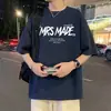 Camiseta de Manga Curta para Homem, Novo Estilo Verão 2026, Marca Americana de Moda High Street, Camiseta Estampada de Manga Meia-Manga Solta de Tecido Pesado para Meninos