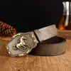 Cinturón de Lona de Moda para Hombre Hebilla Grande de Caballo Cinturón Juvenil Vintage Personalizado Todo Fósforo Cinturón para Jeans