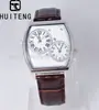 Relógio de Celebridade da Internet Douyin, Relógio Masculino de Dupla Máquina e Coração, Mostrador Quadrado Grande, Pulseira Marrom, Moderno e Novo
