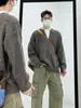 Suéter Cárdigan Nuevo Otoño/Invierno 2025 Estilo Americano Retro Casual Holgazán Cuello en V Tejido de Punto Hombres Color Sólido Ropa Exterior