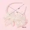 Diadema de Encaje de Hada Estilo Europeo y Americano con Lazo y Perla de Comercio Exterior, Accesorio para el Cabello Dulce de Princesa para Niños Que No Daña el Cabello