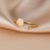 Anillo de camelia con un solo diamante retro elegante en plata s925 de Nalan, anillo de dedo índice abierto suave Mori ins R01608