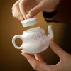 Tetera de Porcelana Blanca Pintada a Mano con Orquídeas Tetera Doméstica Pequeña con Filtro Tetera Individual Juego de Té Kung Fu Japonés Juego de Té