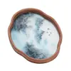 Bandeja de té de vidrio estilo chino Hanjiangxue de fábrica, bandeja de té de bambú vintage, accesorios para juego de té, plato de almacenamiento para taza de té, plato de fruta