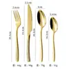 Cuchillo, Tenedor y Cuchara de Acero Inoxidable 430 Engrosados Patrón de Árbol Vajilla Transfronteriza Set de Cuchillo y Tenedor para Bistec Set de Cinco Piezas de Cuchillo, Tenedor y Cuchara con Veta de Madera