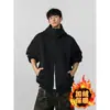 Moletom com Capuz Forrado de Fleece Estilo Americano para Outono e Primavera, Hoodie Oversized de Marca Tendência, Jaqueta Esportiva Casual Estilo Preguiçoso