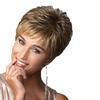 Moda europeia e americana senhoras cabelo curto loiro cor curto liso cabelo fofo realista natural cross-border peruca headgear spot atacado