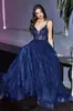 Vestido Longo de Noite Europeu e Americano Transfronteiriço Decote em V Profundo Alça Fina Saia Ampla Bufante Emagrecedor Para Eventos de Banquete Mulheres