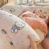 2026 nuevo juego de ropa de cama de cuatro piezas estilo fresco, terciopelo de leche impreso, 200g engrosado
