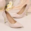 Zapatos de tacón de aguja con punta para mujer, nuevos zapatos de verano 2025 de tacón alto sin cordones, zapatos de fiesta modernos y elegantes, zapatos de talla grande