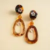 Pendientes Geométricos de Flor de Resina Transfronterizos Europeos y Americanos Otoplastias Maillard Otoño e Invierno Diseño Nicho de Gama Alta Joyería para Orejas Venta al por Mayor