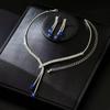 Set de Dos Piezas de Collar y Aretes de Vestido de Novia, Moderno, Simple y Versátil, Lleno de Diamantes, Geométrico, Set de Joyería Femenino y Elegante