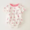 Roupas de bebê roupas de verão para meninos e meninas bebê rosto sorridente manga curta macacão de verão algodão fino saco triangular roupa de bebê