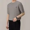 Camiseta de Punto de Manga Corta para Hombre, Seda de Hielo, Verano, Bordado Ecuestre, Textura Trenzada, Estilo Old Money, Venta al por Mayor de Fábrica Transfronteriza