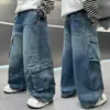 Calça Jeans Reta Estampada de Desenho para Meninos Outono 2026 Nova Coleção Primavera/Outono Calças para Meninos Calças Largas Transfronteiriça
