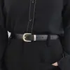 Novo Cinto de Couro Preto para Mulheres, Cinto Simples Versátil para Jeans com Fivela de Pino Feminina, Cinto Decorativo Fashion, Atacado de Fábrica