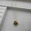 Colar Pingente Pedra Olho de Tigre Maillard Elegante Retrô Corrente Longa para Suéter Outono e Inverno Feminino Colar de Alta Qualidade