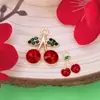 Colgante de Cereza con Incrustaciones de Diamante Moda Creativa Accesorios DIY Aleación de Goteo de Aceite Colgante Individual Collar Pulsera Venta al por Mayor