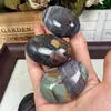 Peça de mão polida de pedra bruta de ágata do oceano natural, pedra para compressa quente, pedra de palma, cristal mineral, ornamento de pedra único atacado