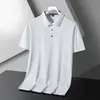 Camisa Polo Sin Costuras de Seda de Hielo para Hombre Verano Solapa Manga Corta Ligera Transpirable Casual de Negocios Color Sólido Elástica Media Manga