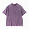 Camiseta de gola redonda de algodão lavado, manga curta, floco de neve frito, 240g, retrô, masculina, ombro solto, maré, top
