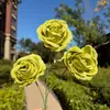 Arranjo de flores de rosa de neve artificial com 3 cabeças para casamento, parede de flores de base, arranjo floral para decoração de corredor, decoração de casa, flores artificiais para atacado