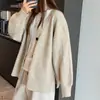 Cárdigan de punto con botones de alta gama, minimalista, para mujer, nueva colección otoño/invierno, corte holgado, efecto adelgazante, cuello en V, top casual y versátil