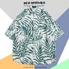 Camisa de Manga Corta de Seda Helada de Verano para Hombre, Camisa Floral Playera de Tendencia Nacional Hawaiana, Camisa Versátil de Estilo Hong Kong Holgado Japonés para Hombre