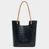 Bolso Grande de Cuero Genuino para Mujer, Sensación de Alta Gama, Bolso Tejido, Nuevo Estilo 2026, Tendencia de Moda, Versátil, Bolso Tote de Piel de Vaca de Dos Capas