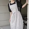 Delantal de Trabajo Vintage Floral Ins Impreso Estilo Coreano para Cocina con Bolsillos para Uñas, Amazon Transfronterizo