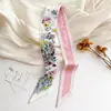 Estilo Coreano Verão Novo Borboleta Floral Feminino Decorativo Versátil Fita para Amarrar Bolsas, Lenço de Seda, Lenço de Pescoço Pequeno, Lenço
