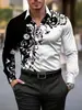 Nova Camisa Masculina de Manga Longa Estampada 2026, Moda Transfronteiriça Cor Blocada Padrão Corrente Camisa Masculina