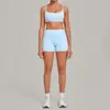 Conjunto de Pantalones Cortos Deportivos Transfronterizos Ajustados Cintura Alta Correr Fitness Yoga Sujetador Pantalones Cortos Conjunto de Dos Piezas 3599+5610