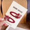Pinza para el pelo hecha a mano estilo coreano con cuadros rojos, lunares y estrellas para niñas, pinza lateral linda para flequillo, accesorio para el pelo de bebé que no daña el cabello