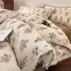 Juego de Ropa de Cama de Cuatro Piezas Estilo Retro de Lino y Algodón Puro Modelo Nuevo 2026 Sábana y Funda de Edredón 100% Algodón y Lino Juego de Cama de Tres Piezas para Dormitorio