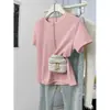 Camiseta Básica de Algodón Puro Color Sólido Hombro Normal Manga Corta para Mujer Primavera Verano Sentido del Diseño Nicho Capa Base Top Interior