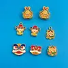 Guochao Shajin Conejo Ye Agujero Pasante Cuenta León Borla Colgante Agujero Pasante Dios de la Riqueza Joyería Tejida a Mano DIY Accesorios