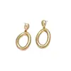Pendientes Geométricos Huecos Exagerados de Círculo Electroplateado Transfronterizos para Mujer, Pendientes y Accesorios para Orejas Simples Lisos Dorados de Gama Alta Europeos y Americanos